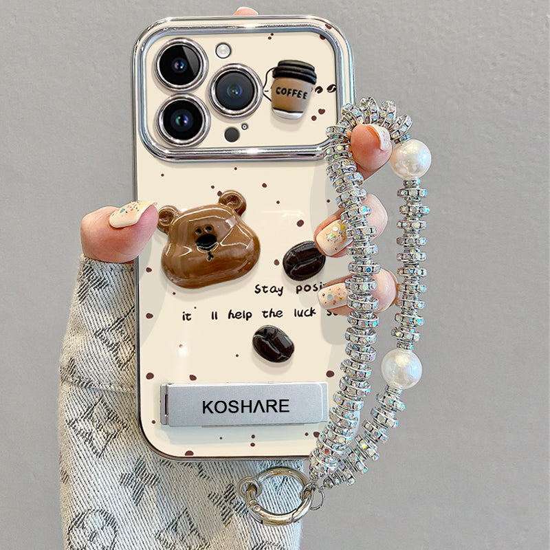 Coffee Bear Phone Case with Bracket